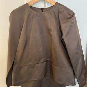 Women's Brown Satin Tunic Top
